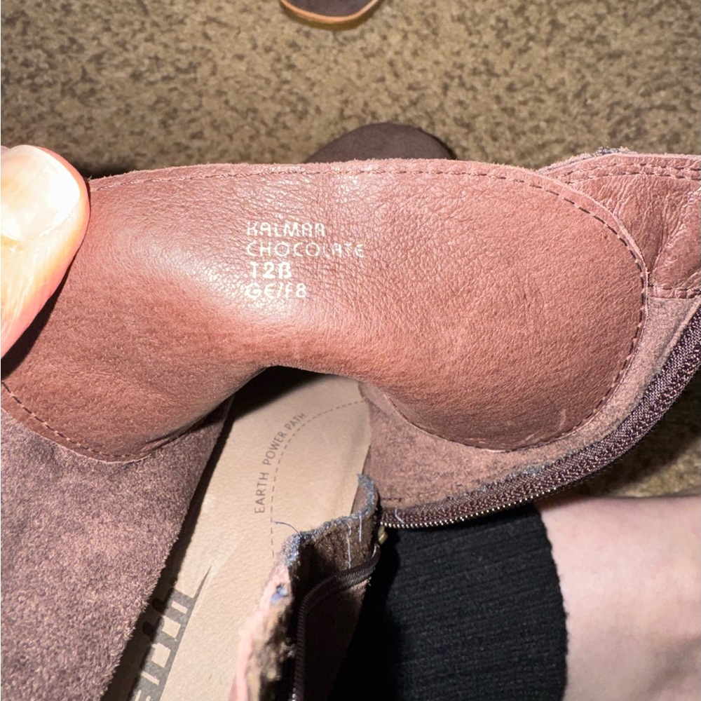 Earth Suede Wedge Ankle Boots - Dark Brown - Picture 3 of 4